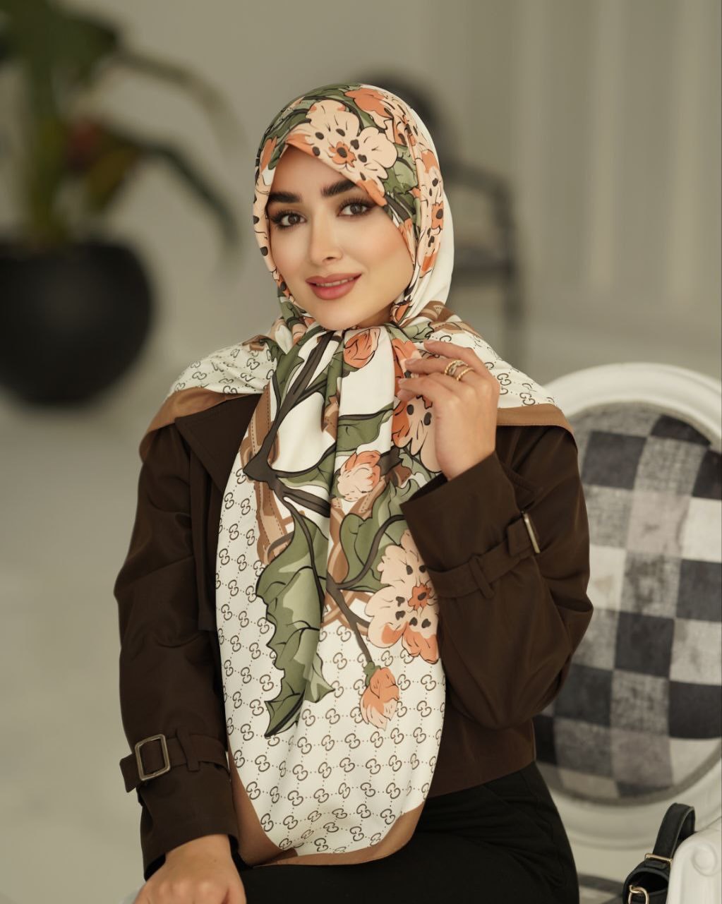 روسری ابریشم توییل طرح جدید قواره ۱۳۵