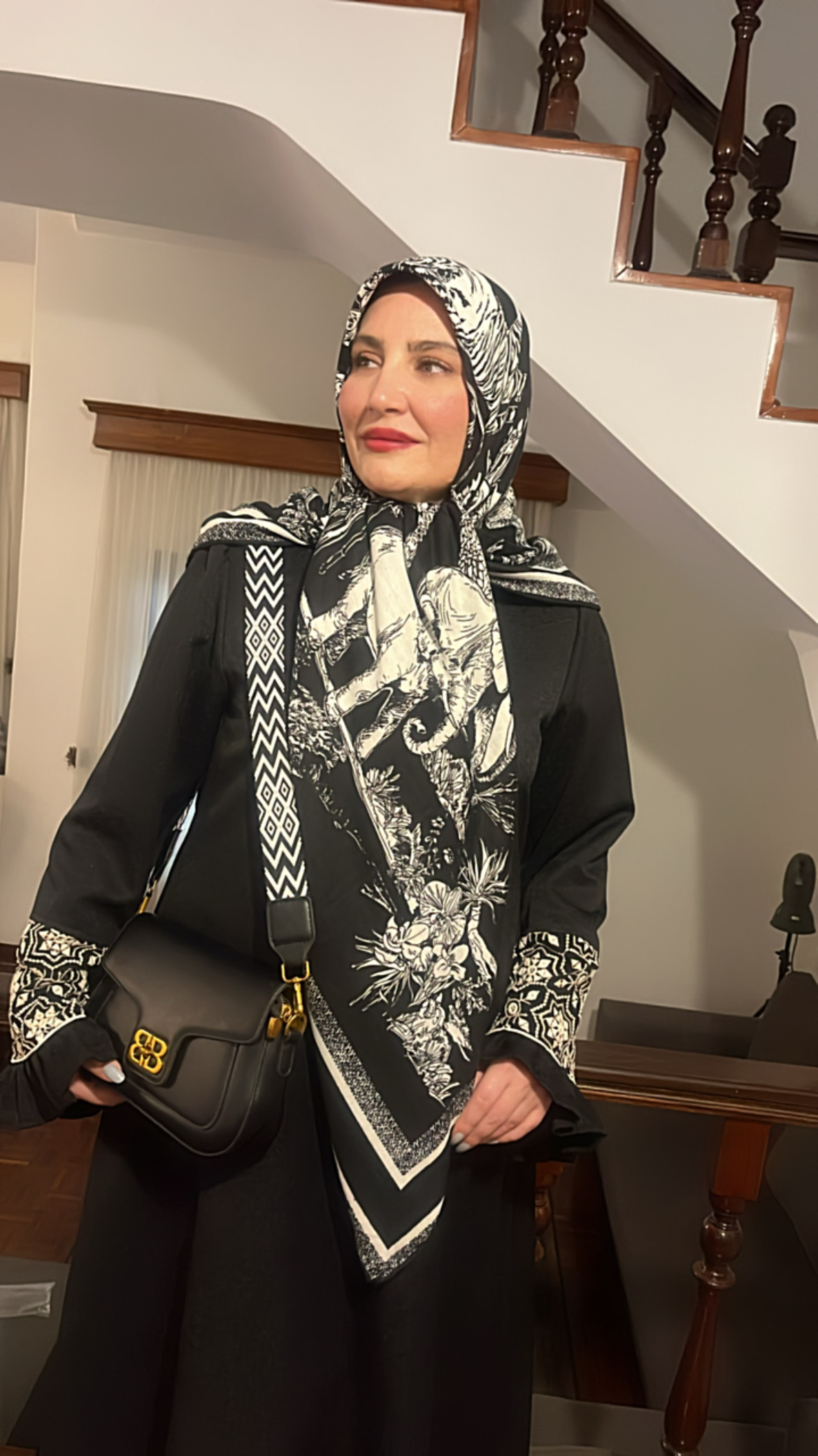 روسری کشمیر سفید مشکی